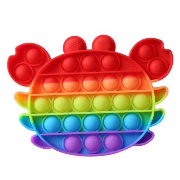 3 Pack Lot of Rainbow Dolphin Crab & Unicorn Push Pop Bubble Fidget Sensory Toys - Picture 2 of 4
